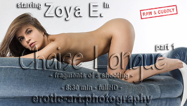 Zoya E., supermodel, see me, feel me, Chsise Longue, relaxing, naked, her sexy film, movie, video, erotic, sexy, skinny adult model on erotic art photography, beauty in motion